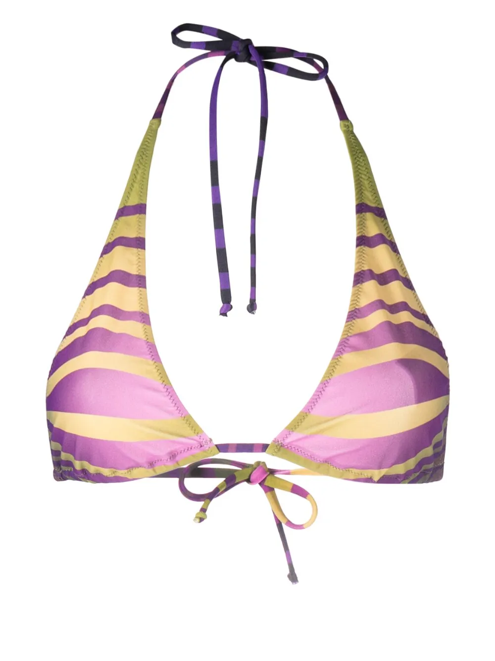 JEAN PAUL GAULTIER STRIPE-PRINT TRIANGLE BIKINI TOP