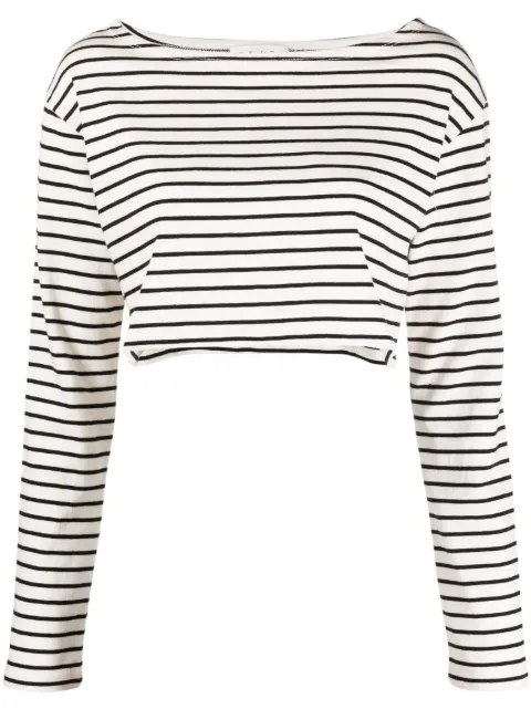 The Frankie Shop boat-neck striped crop top