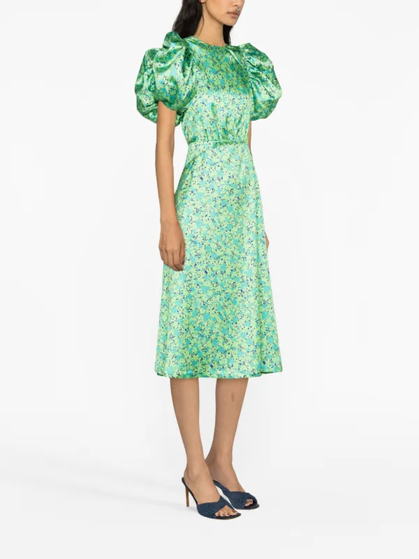 ワンピース ROTATE Women Dresses 1125771170 Green ROTATE BIRGER CHRISTENSEN floral-print Satin midi-dress