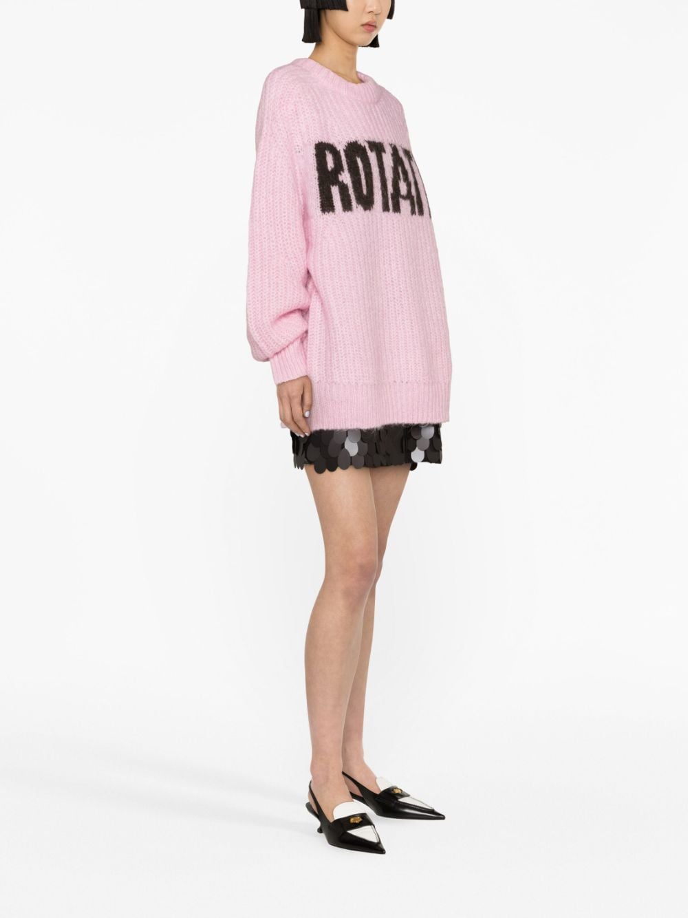 ROTATE logo-intarsia wool-blend jumper - Roze