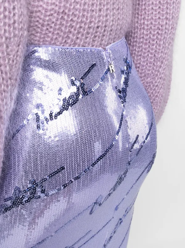 スカート ROTATE Birger Christensen Sequined midi skirt with purple pr ROTATE BIRGER CHRISTENSEN Sequinned Midi Skirt | Purple