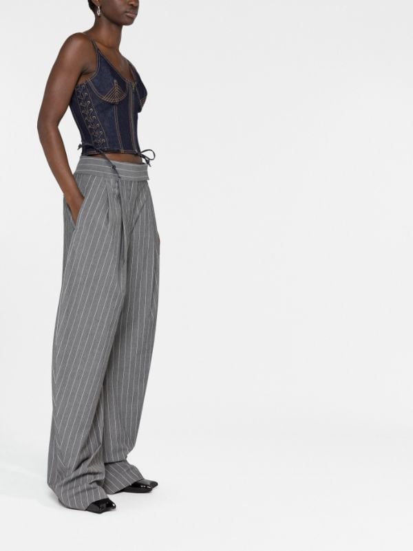Louis Vuitton Pinstripe Denim Zip-Up Dress Washed Indigo. Size 36