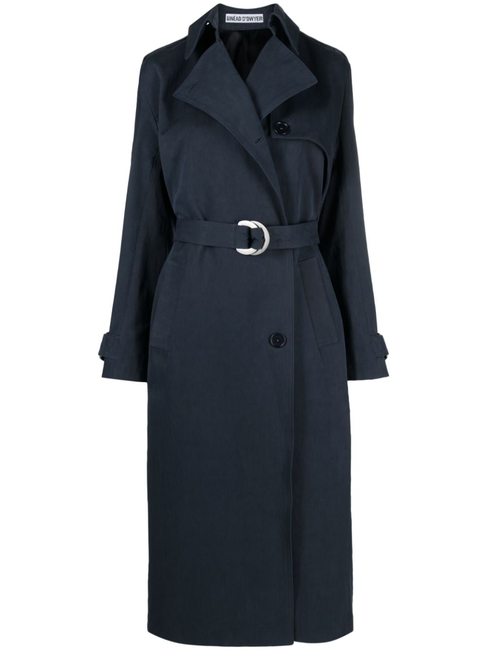 Sinéad O’dwyer Belted Cotton Trench Coat In Blue