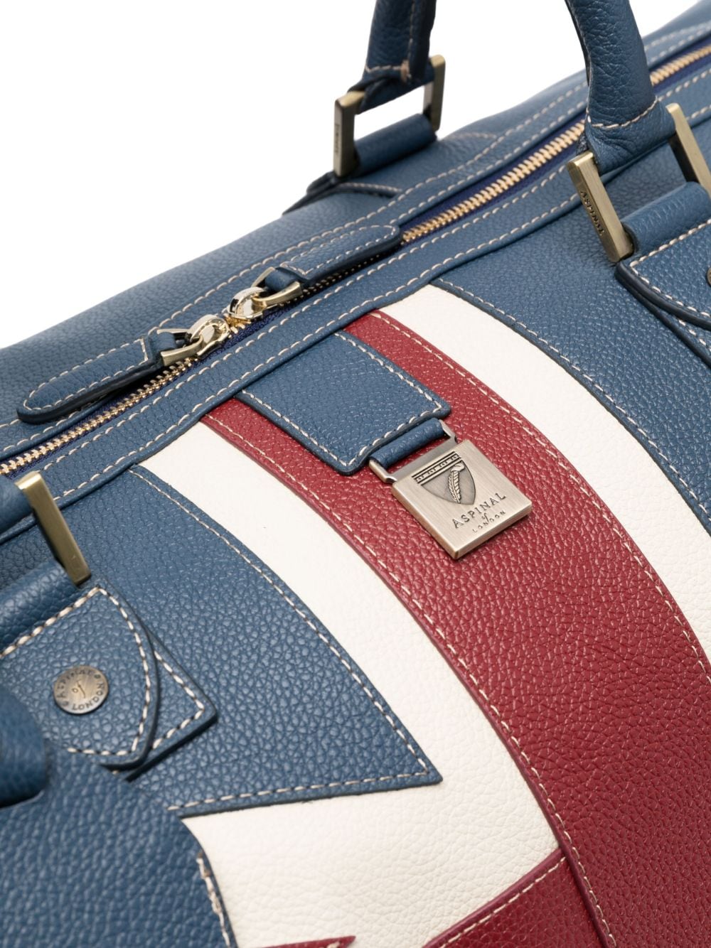 Shop Aspinal Of London Boston Leather Holdall In Blue