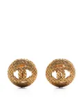 CHANEL Pre-Owned 1980-1990s CC diamond-quilted clip-on earrings - Gold