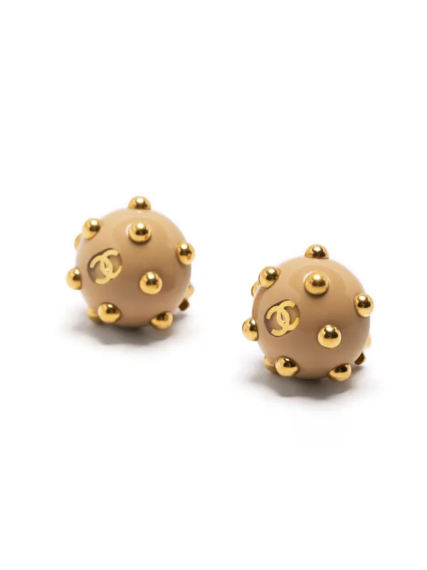 CHANEL Pre-Owned 2000 CC Stud Earrings - Farfetch