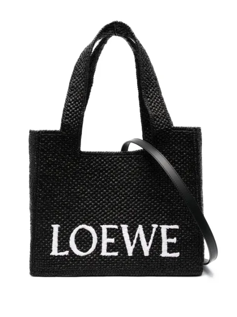 LOEWE Small Loewe Font raffia tote bag
