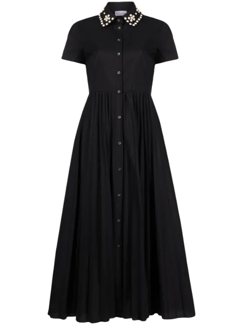 RED Valentino beaded-collar shirt midi dress