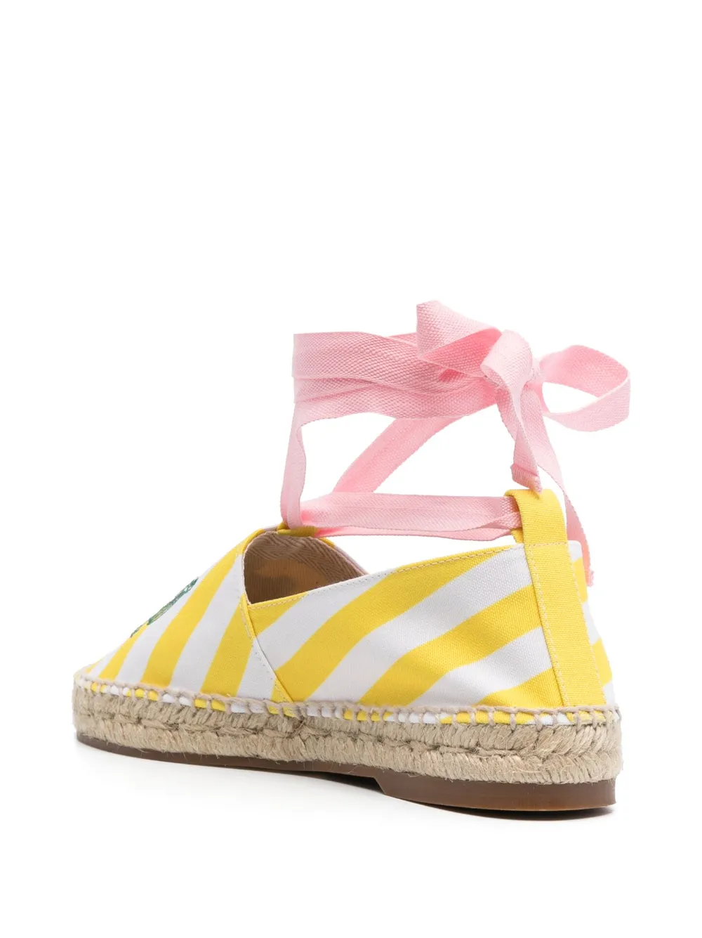 Shop Maison Kitsuné Striped Lace-up Espadrilles In Yellow