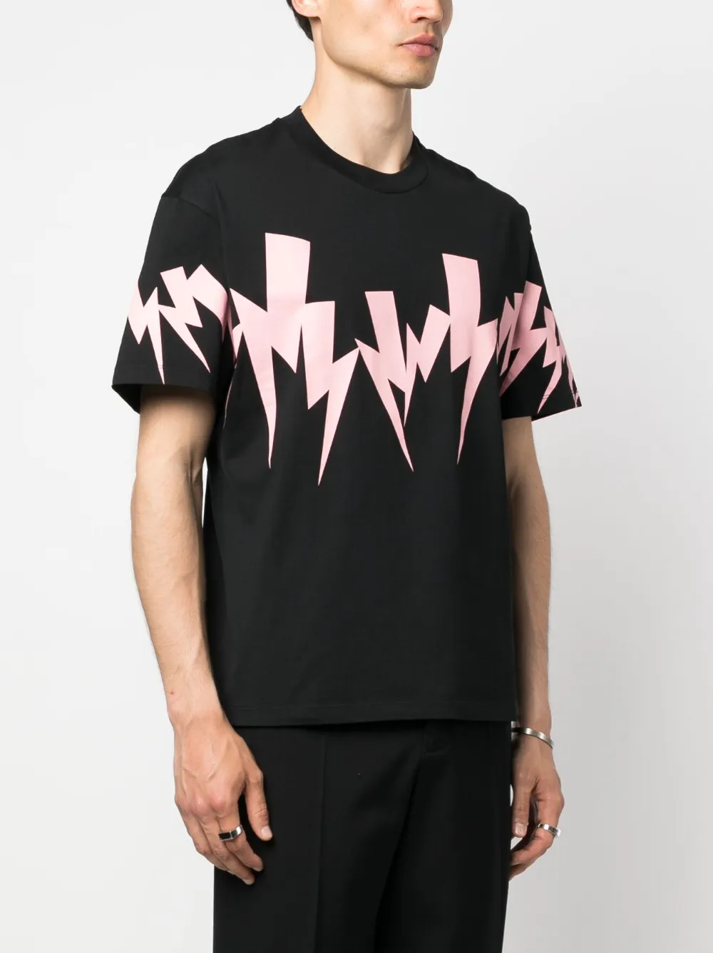 Neil Barrett Thunderbolt-print Cotton T-shirt | Black | FARFETCH