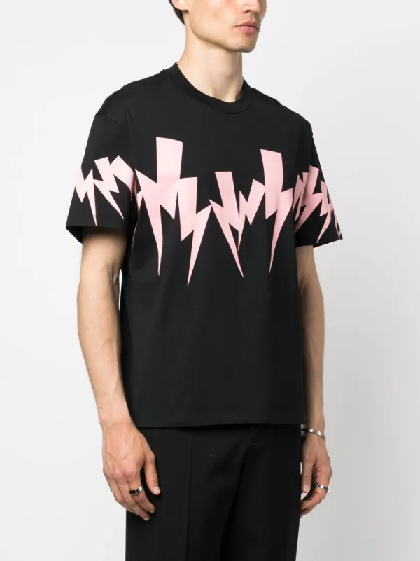 Neil Barrett Thunderbolt-print Cotton T-shirt | Black | FARFETCH GE