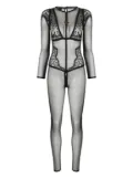 Maison Close sheer point d'esprit-mesh jumpsuit - Black