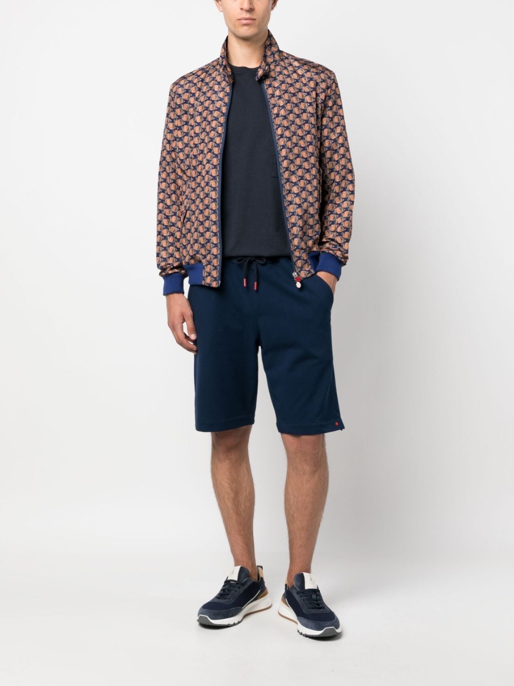 Kiton fish-print zip-up jacket - Blauw