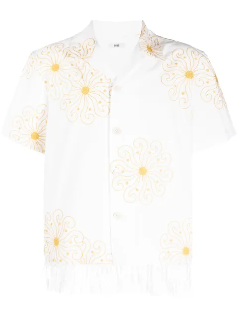 BODE Soleil fringed-hem shirt