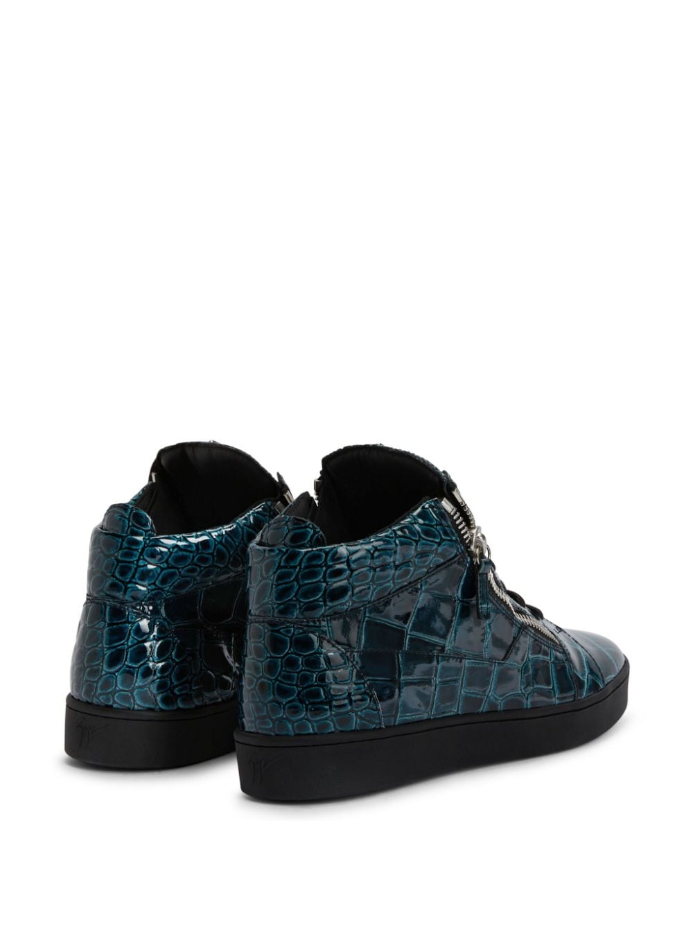 Shop Giuseppe Zanotti Frankie Crocodile-embossed Hi-top Sneakers In Blue