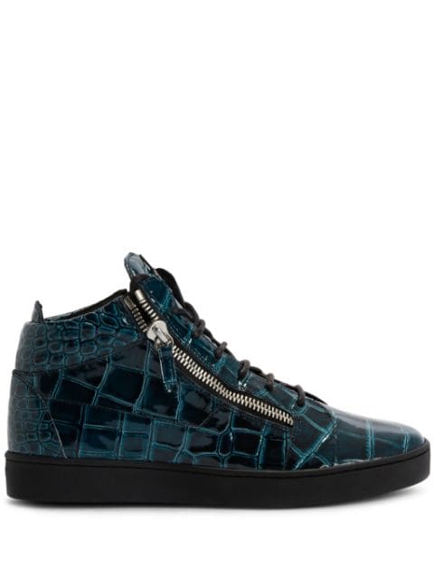 Frankie crocodile-embossed hi-top sneakers