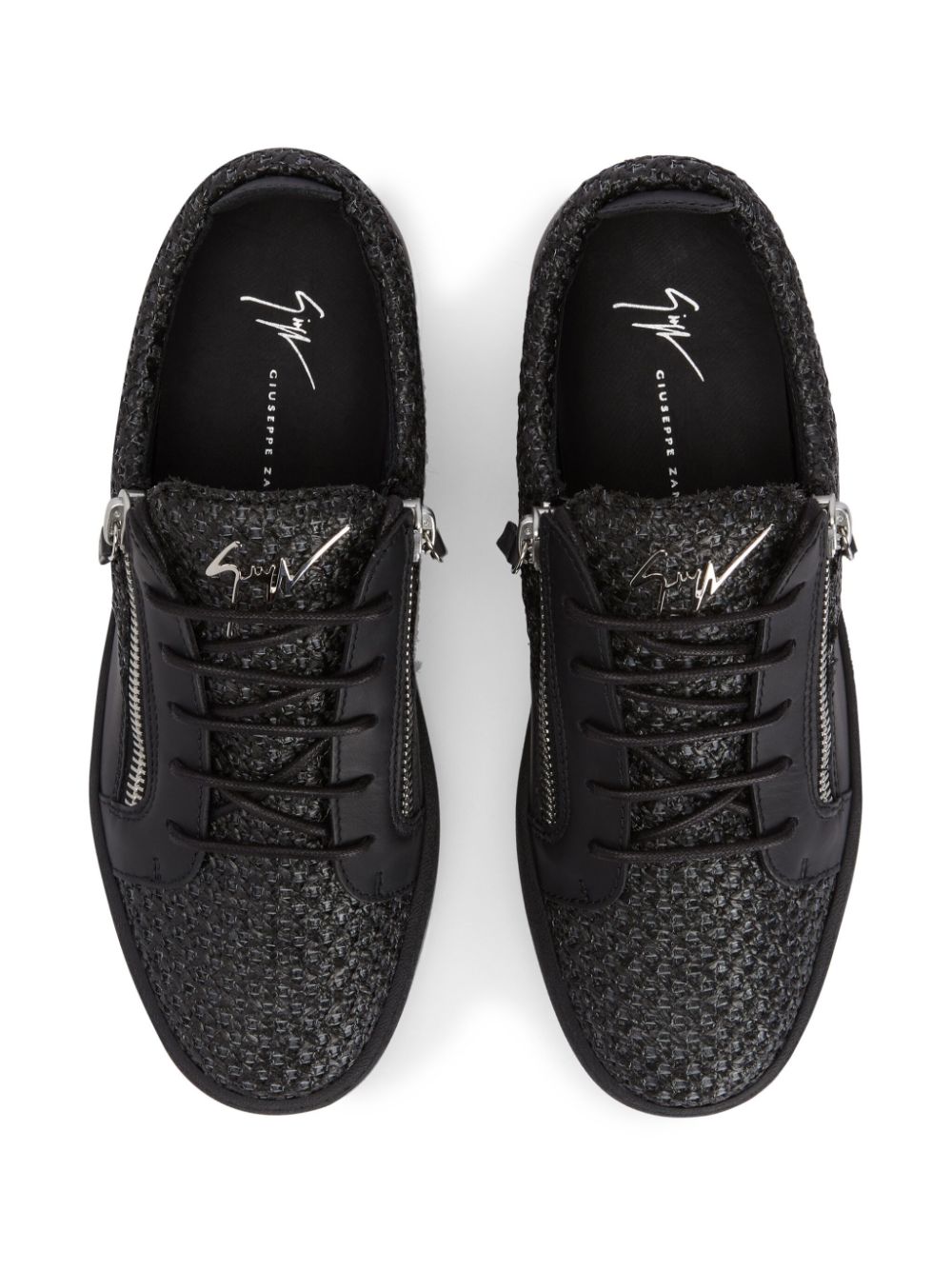Shop Giuseppe Zanotti Frankie Textured-finish Sneakers In Black