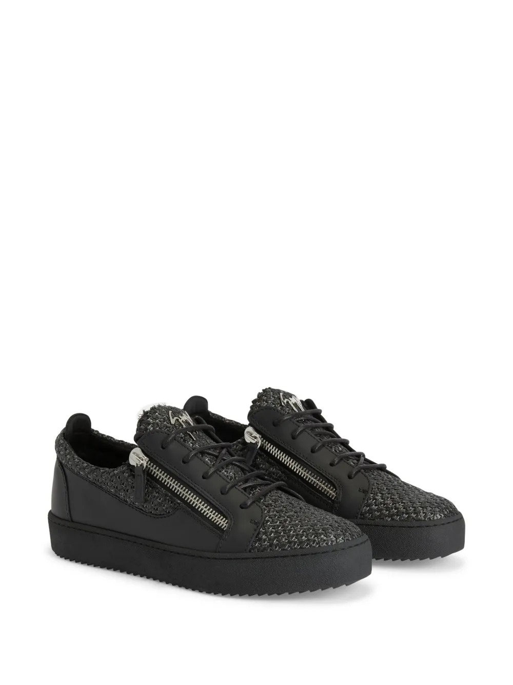 Shop Giuseppe Zanotti Frankie Textured-finish Sneakers In Black