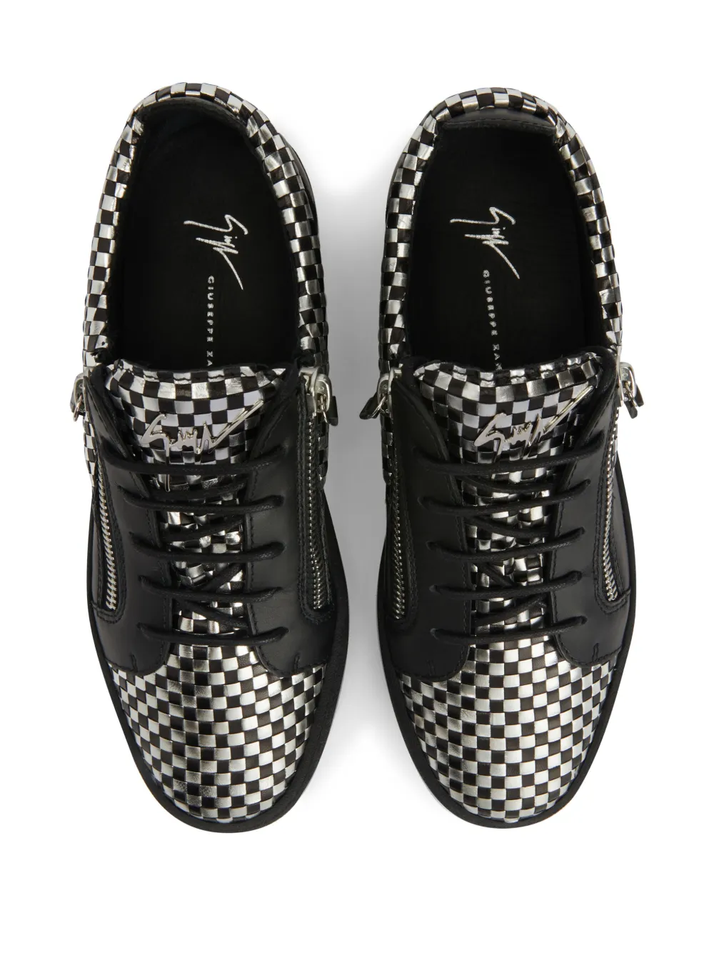 Giuseppe Zanotti Frankie Check-pattern Sneakers In Silver