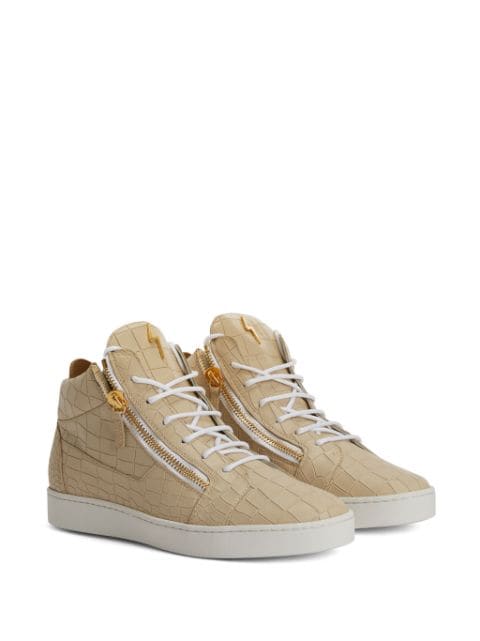 Frankie crocodile-embossed hi-top sneakers