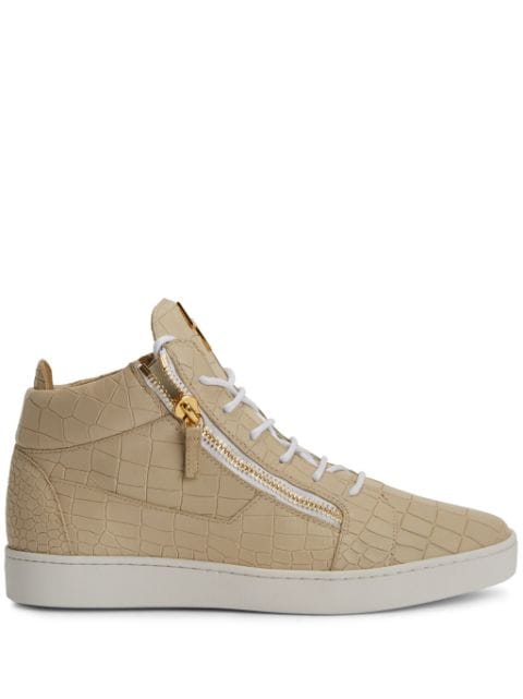 Frankie crocodile-embossed hi-top sneakers