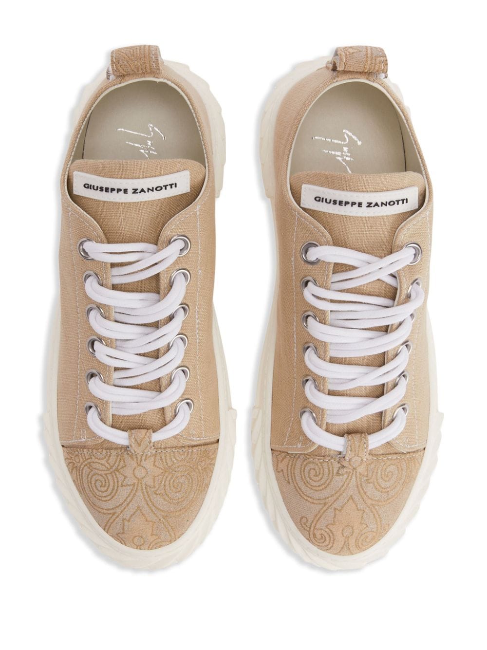 Shop Giuseppe Zanotti Nicky Graphic-print Lace-up Sneakers In Neutrals