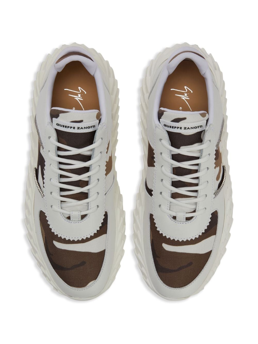Shop Giuseppe Zanotti Frankie Leather Chunky Sneakers In White