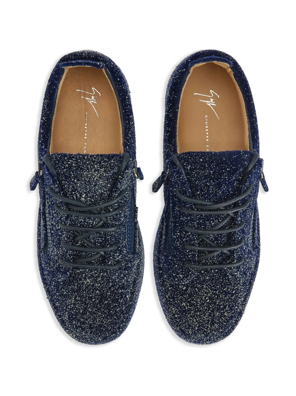 Shop Giuseppe Zanotti Glitter-detail Low-top Sneakers In Blue