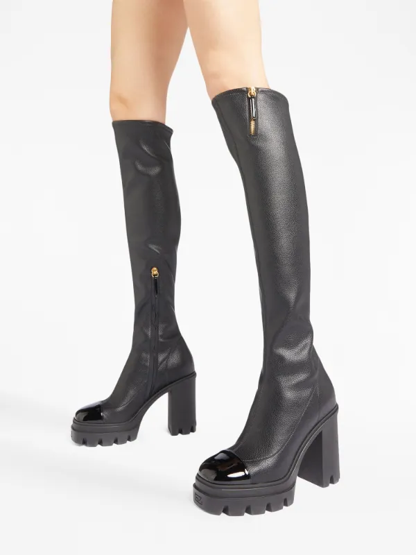 Knee length cheap high heel boots