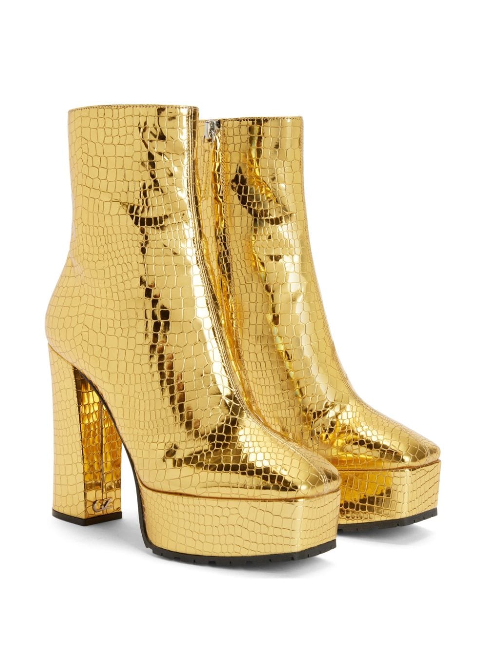Shop Giuseppe Zanotti Morgana 120mm Crocodile-effect Ankle Boots In Gold