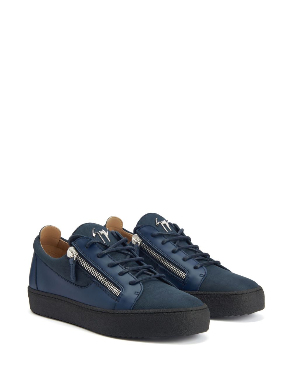 Shop Giuseppe Zanotti Frankie Leather Sneakers In Blue