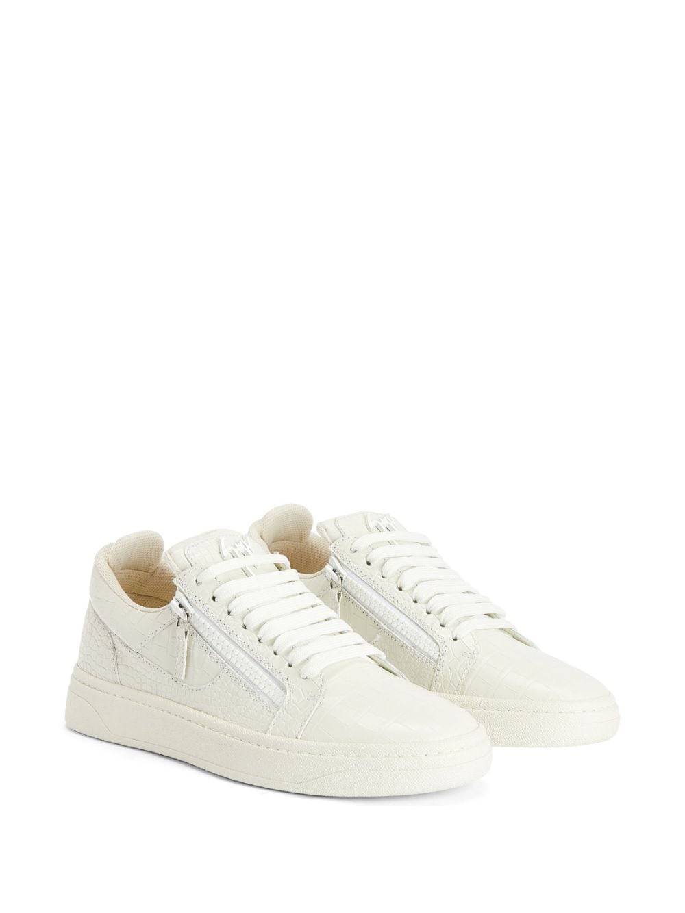 Shop Giuseppe Zanotti Gz94 Crocodile-effect Sneakers In White