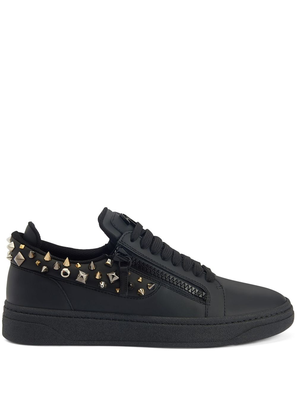 Giuseppe Zanotti Stud-embellished Leather Sneakers In Black