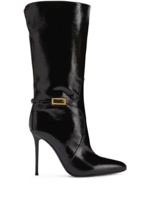 GANNI ダブルバックル ロングブーツ | ブラック | FARFETCH JP