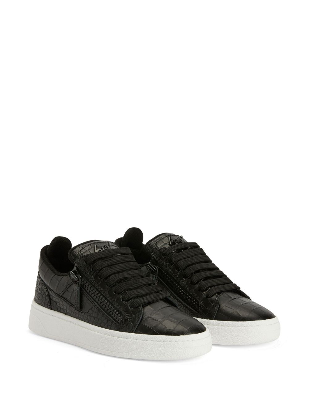 Giuseppe Zanotti Sneakers met krokodillen-effect - Zwart