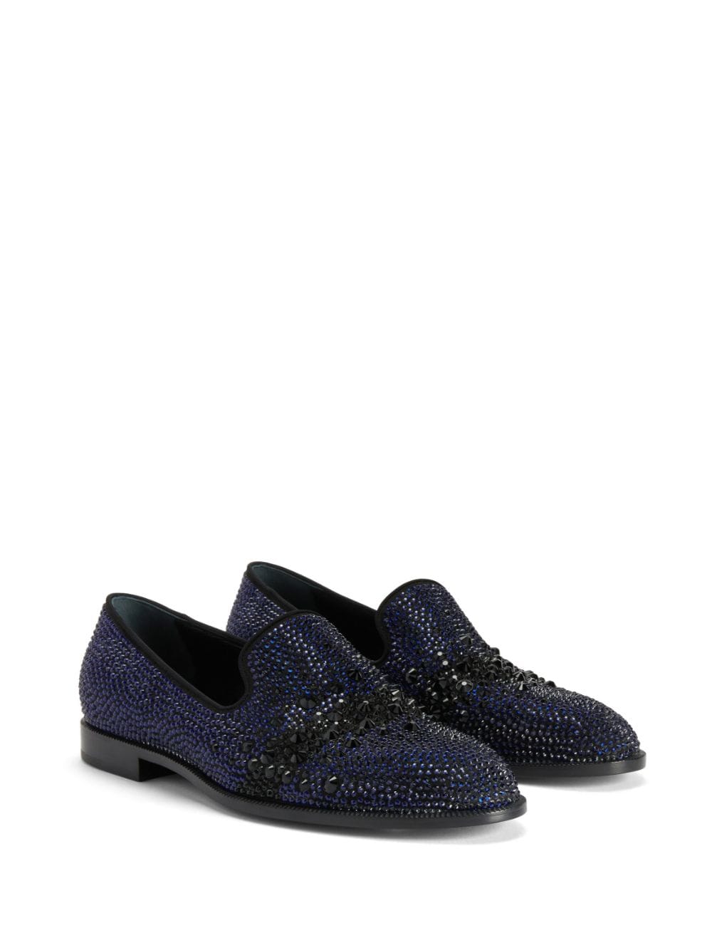 Shop Giuseppe Zanotti Marthinique Crystal-embellished Loafers In Blue