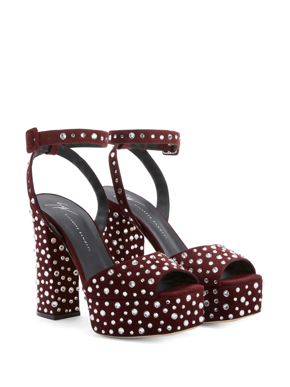 Shop Giuseppe Zanotti 120mm Crystal-embellished Leather Sandals In Bordeaux