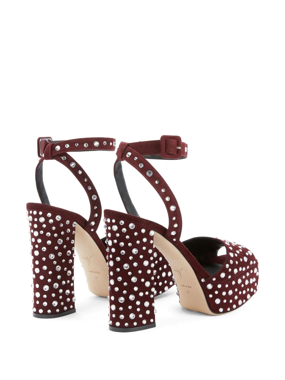 Giuseppe Zanotti 120mm Crystal-embellished Leather Sandals In Bordeaux