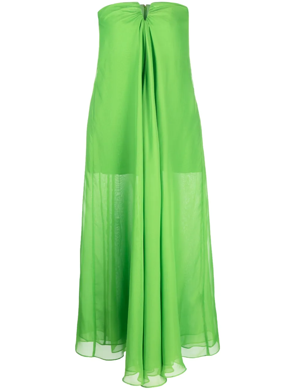 Cult Gaia Janelle Strapless Floral-print A-line Gown In Green