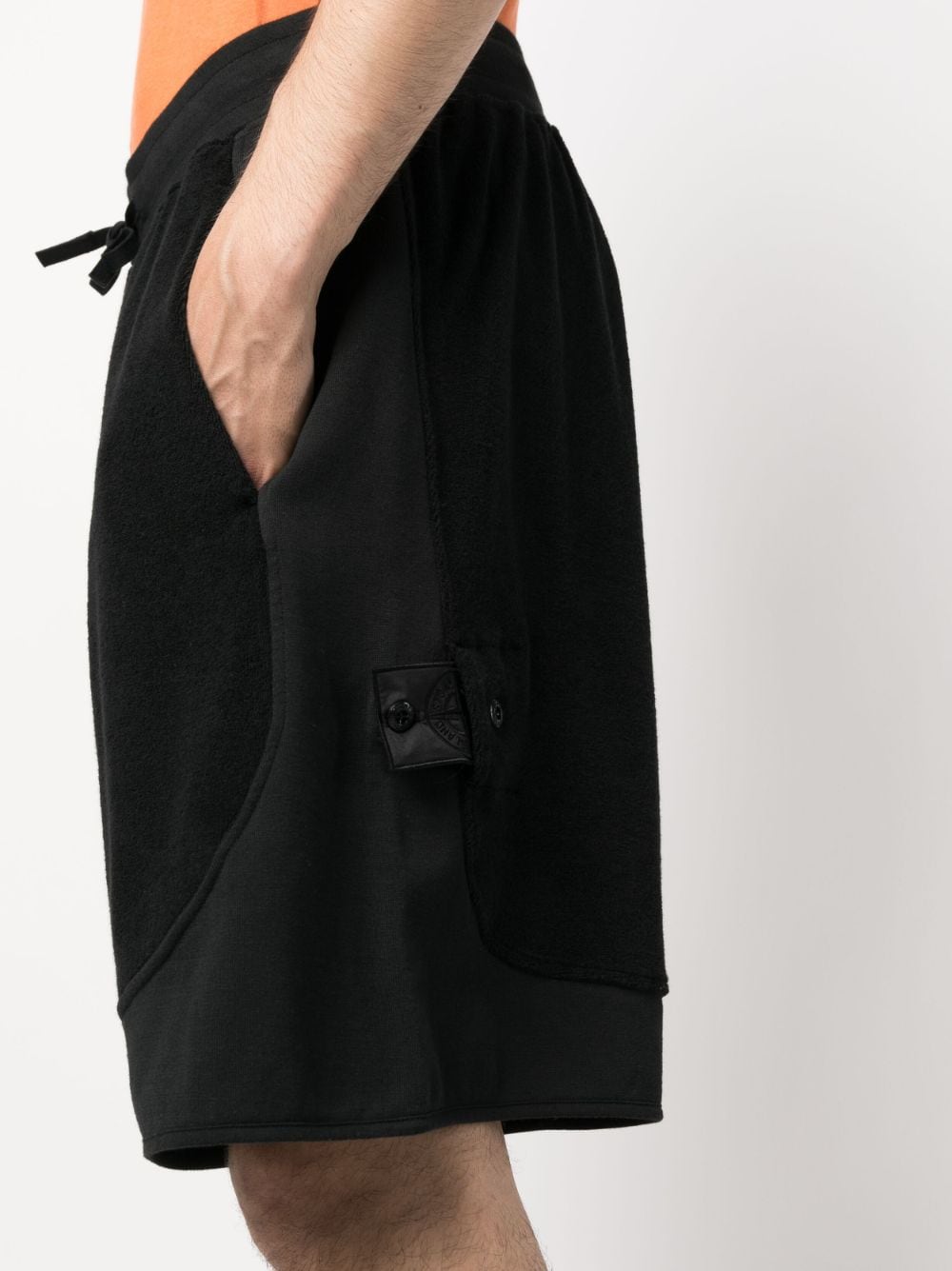 Shop Stone Island Shadow Project Drawstring-waist Cotton Track Shorts In Black