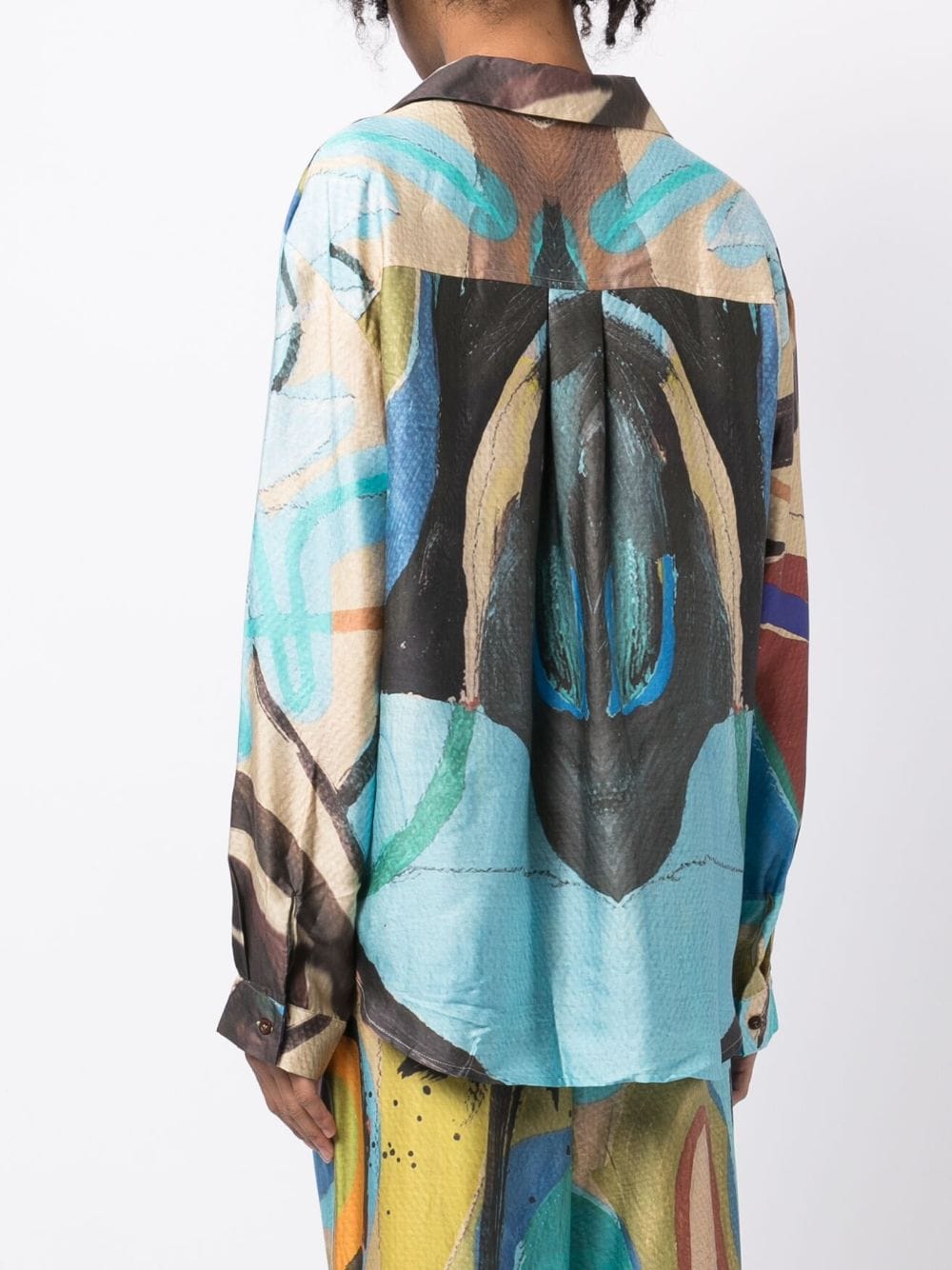 Shop Bethany Williams Abstract-print Lyocell Shirt In Multicolour