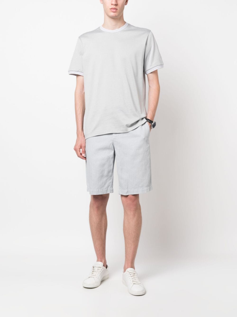 Shop Eleventy Straight-leg Chino Shorts In Blue