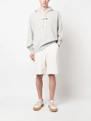 【関税込み】Jil Sander グレー ロゴ フーディ LOGO SWEATSHIRT W/HOODIE | JIL SANDER(ジルサンダー