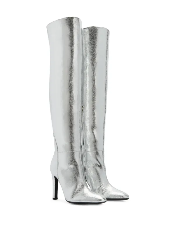Giuseppe Zanotti 105mm Hattie knee-high Boots | Silver | FARFETCH AO