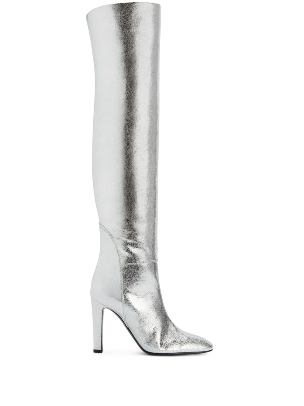 Shop Giuseppe Zanotti Hattie 105mm Metallic Knee-high Boots In Silver