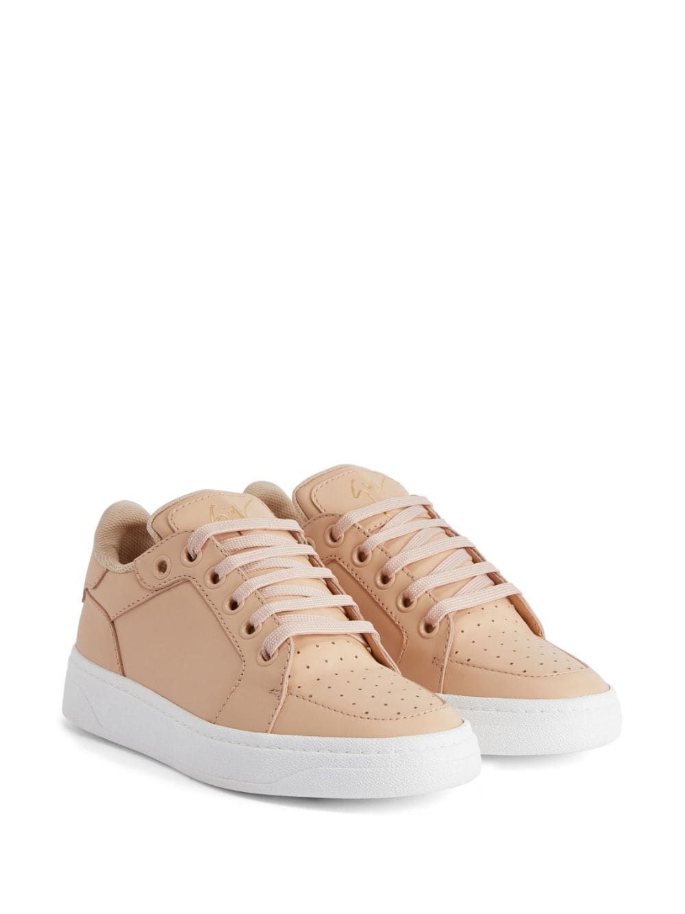 Shop Giuseppe Zanotti Calf-leather Lace-up Sneakers In Neutrals