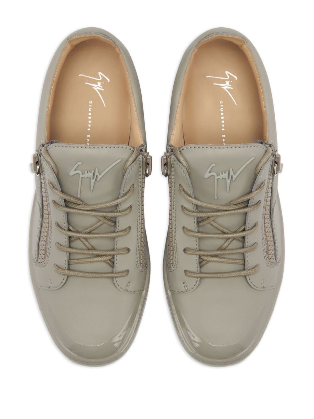 Shop Giuseppe Zanotti Frankie Match Low-top Leather Sneakers In Grey