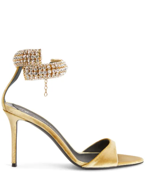 Giuseppe Zanotti Intriigo Bijoux 90mm velvet sandals