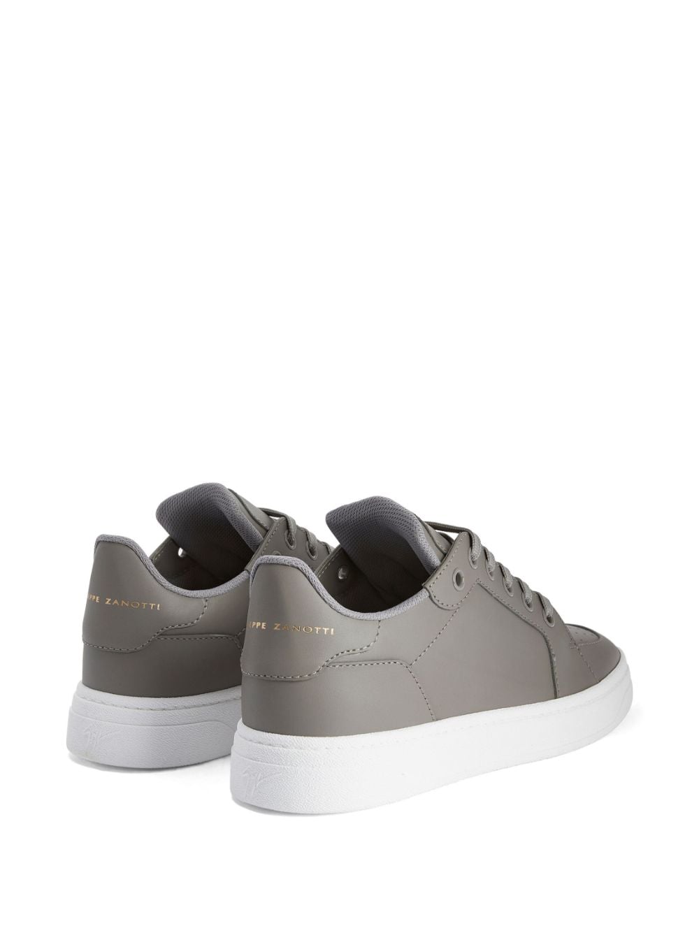 Shop Giuseppe Zanotti Leather Lace-up Sneakers In Grey
