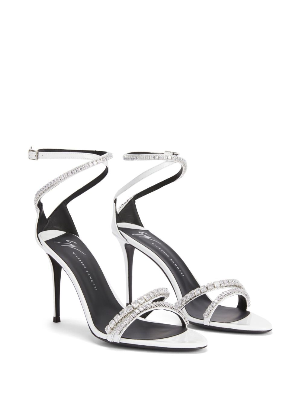 Shop Giuseppe Zanotti Metallic-effect High Heel Sandals In White